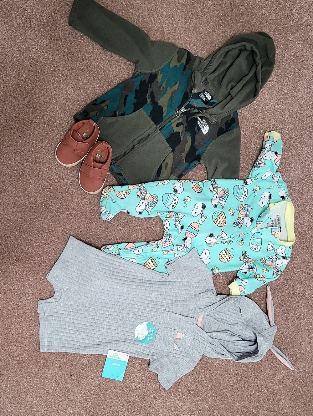 The North Face Infant Fleece Hoodie - Teal & Olive Camo